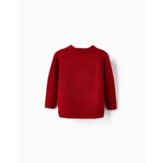 KNITTED SWEATER FOR BABY 'RENA - NATAL', RED