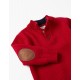 KNITTED SWEATER WITH ELBOW PADS FOR BABY BOY, RED