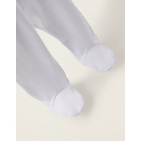 PACK OF 4 COTTON PANTS WITH FEET FOR NEWBORN AND BABY 'EXTRA COMFY', WHITE