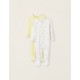 PACK OF 2 COTTON PAJAMAS FOR BABY GIRLS 'BUTTERFLIES', WHITE/YELLOW