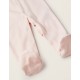 COTTON BODYSUIT WITH FEET FOR BABY GIRL 'DEAR MOM & DAD', PINK