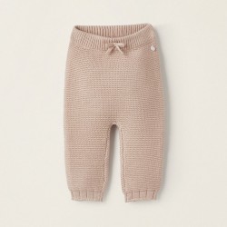 KNITTED PANTS FOR NEWBORN, LIGHT PINK