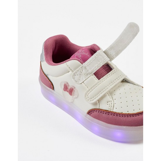 SNEAKERS WITH LIGHTS FOR BABY GIRL 'MINNIE', WHITE/PINK