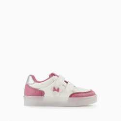 SNEAKERS WITH LIGHTS FOR BABY GIRL 'MINNIE', WHITE/PINK