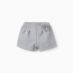 KNITTED SHORTS WITH BOW FOR BABY GIRL, GRAY