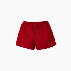 KNITTED SHORTS WITH BOW FOR BABY GIRL, RED