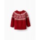 KNITTED SWEATER WITH JACQUARD FOR BABY GIRL, RED