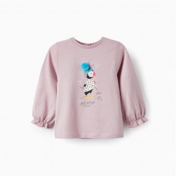 COTTON T-SHIRT FOR GIRLS 'PUFFIN', LILAC