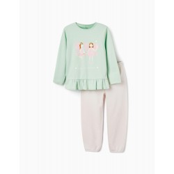 COTTON PAJAMAS FOR GIRLS 'GLOW IN THE DARK - FAIRIES', GREEN/PINK