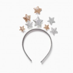 HEADBAND WITH STARS AND GLITTER FOR GIRLS, SILVER