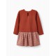 COTTON DRESS WITH STUDS AND VICHY FOR GIRLS, DARK RED