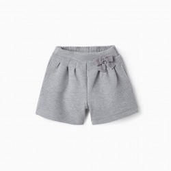 KNITTED SHORTS WITH BOW FOR GIRL, GRAY