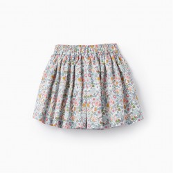 FLORAL COTTON SKIRT FOR GIRLS, MULTICOLOR