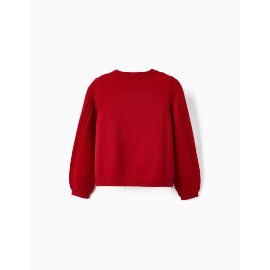 KNITTED SWEATER FOR GIRL, RED