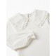 LONG SLEEVE T-SHIRT WITH RUFFLES FOR GIRLS, WHITE