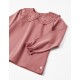 LONG SLEEVE T-SHIRT WITH ENGLISH EMBROIDERY COLLAR FOR GIRLS, PINK