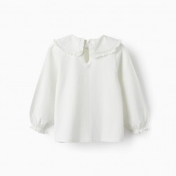 COTTON BLOUSE WITH RUFFLES FOR BABY GIRL 'B&S', WHITE