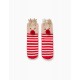SOCKS WITH POMPOM AND HORNS FOR GIRLS 'RUDOLPH', BEIGE/RED