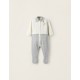 KNITTED JUMPSUIT WITH FEET FOR NEWBORN 'RABBIT', WHITE/GREY