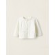 LONG-SLEEVE KNITTED JACKET FOR NEWBORN, WHITE