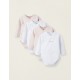 PACK OF 4 CROSSOVER BODYSUITS FOR NEWBORN AND BABY 'FLOWERS', PINK/WHITE