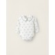 COMPRESSED SLEEVE BODYSUIT IN COTTON JERSEY FOR NEWBORN, WHITE
