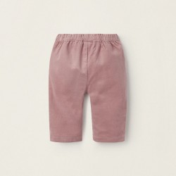 CORDUROY PANTS WITH LACE FOR NEWBORN, LILAC