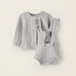 COAT + DIAPER COVER WITH MESH STRAPS FOR NEWBORN, GRAY