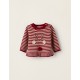 KNITTED SWEATER FOR NEWBORN 'RENA - NATAL', RED/LIGHT PINK