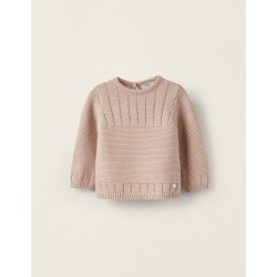 KNITTED SWEATER FOR NEWBORN, LIGHT PINK