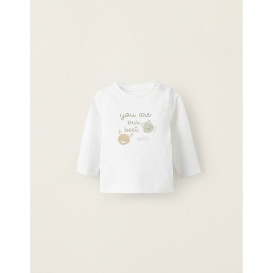 YOU ARE OUR BEST GIFT' NEWBORN LONG SLEEVE T-SHIRT, WHITE