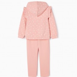 COTTON FLORAL MOTIF TRACK SUIT FOR GIRL, PINK