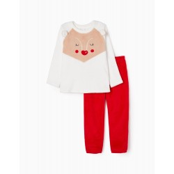 TEDDY PAJAMAS FOR GIRL, WHITE/RED