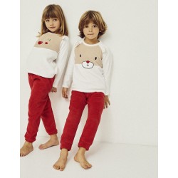 TEDDY PAJAMAS FOR BOY, WHITE/RED