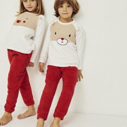 TEDDY PAJAMAS FOR BOY, WHITE/RED