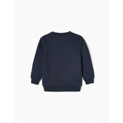 SWEAT CARDED IN COTTON FOR BOY 'LE CHALET', DARK BLUE