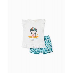    BABY GIRL T-SHIRT + SHORTS 'YOU&ME', WHITE/TURQUOISE