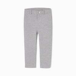 BABY GIRL CARDED COTTON JEGGINGS, GREY