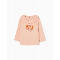 LONG SLEEVE T-SHIRT FOR BABY GIRL 'NATURE', PINK