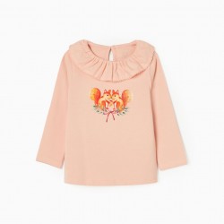 LONG SLEEVE T-SHIRT FOR BABY GIRL 'NATURE', PINK