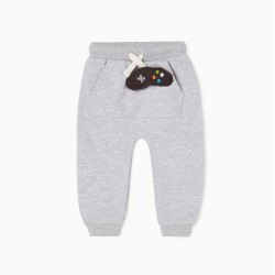 BABY BOY CARDED TRAINING PANTS 'GAMING', GREY