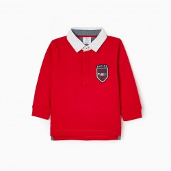 LONG SLEEVE POLO IN BABY BOY COTTON, RED