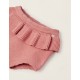 KNITTED SLAP WITH FRILLS FOR NEWBORN, PINK