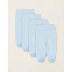 4 PANTS WITH FEET FOR BABY BOY, BLUE