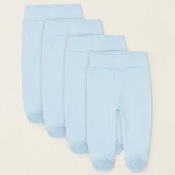 4 PANTS WITH FEET FOR BABY BOY, BLUE