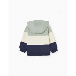 COTTON SWEAT HOODED COLORBLOCK EFFECT FOR BABY BOY, MULTICOLOR