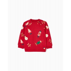 BABY COTTON CARDED CHRISTMAS SWEAT, RED
