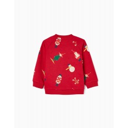 BABY COTTON CARDED CHRISTMAS SWEAT, RED