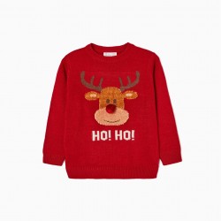 CHRISTMAS SWEATER WITH POMPOM FOR CHILD 'RENA', RED
