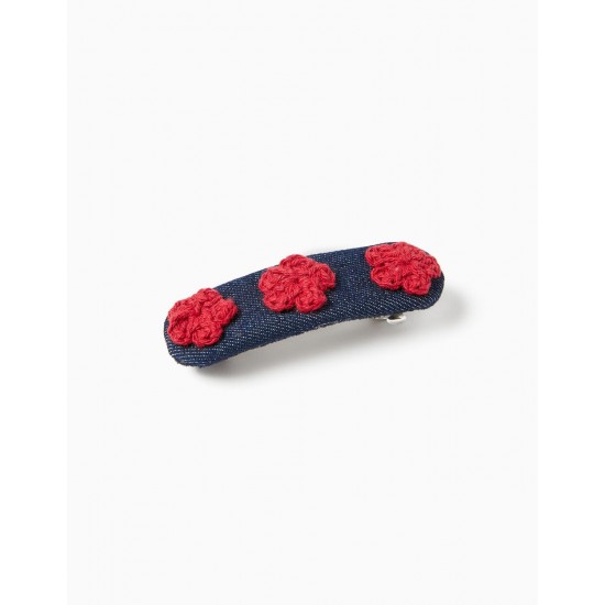 HAIR INDENT WITH FLOWERS FOR BABY AND GIRL, BLUE/RED